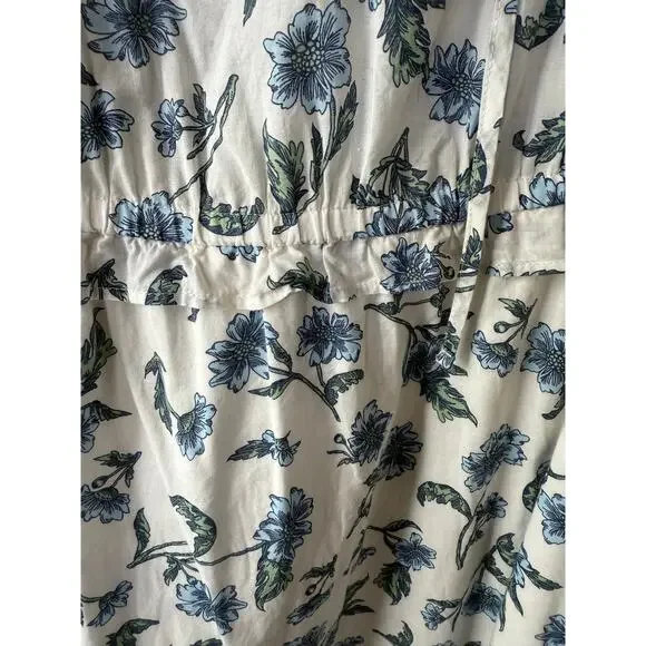 J. Crew printed Cotton tie-front midi dress white and blue floral pattern Size 6 - Picture 6 of 13